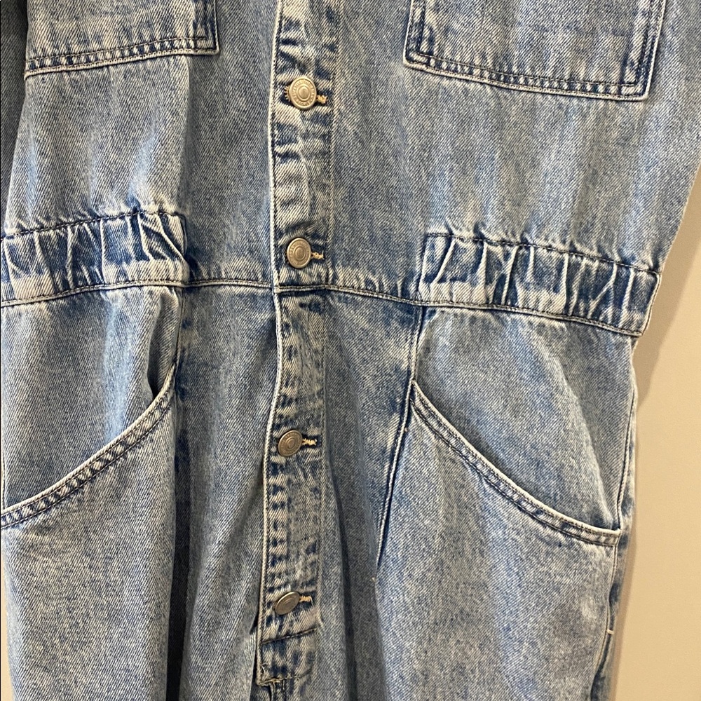 Free People Light Wash Denim Jumpsuit - Casual Women's One-Piece- XL - Picture 6 of 10
